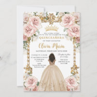 Robe florale de champagne rose vintage Quinceanera