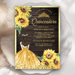 Invitation Robe Florale Jaune Tournesols Quinceanera