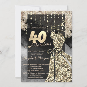 Invitation Robe Gold Sequins 40e fête d'anniversaire