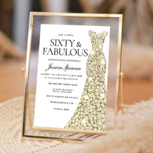 Invitation Robe Gold Sparkle 60 & Fabuleux 60e anniversaire