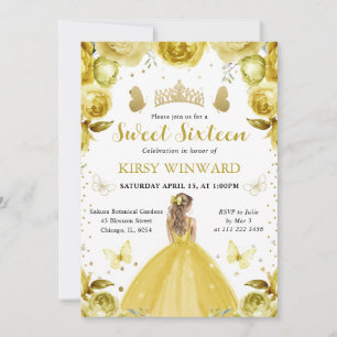 Invitation Robe Jaune Princesse Blonde Sweet 16