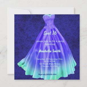Invitation Robe longue Sweet 16 (Bleu)