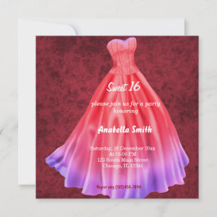 Invitation Robe longue Sweet 16 (Rouge)