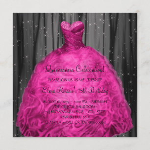 Invitation Robe magenta Quinceanera