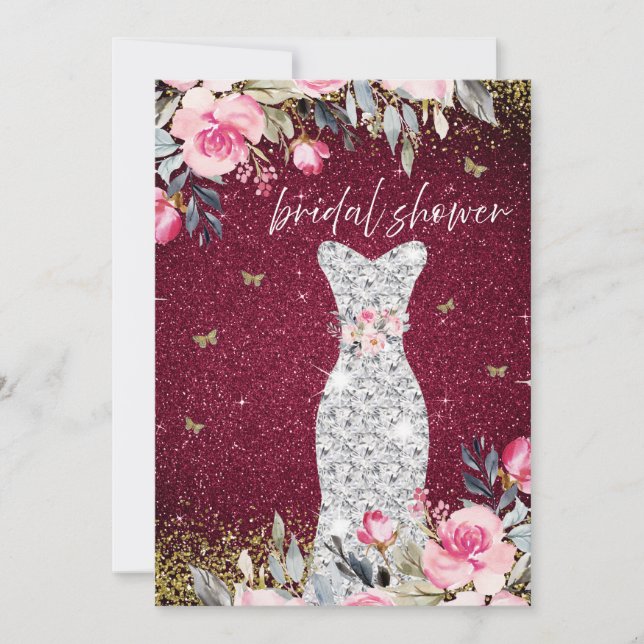 Invitation Robe magique Mariage gode robe florale nuptiale do (Devant)