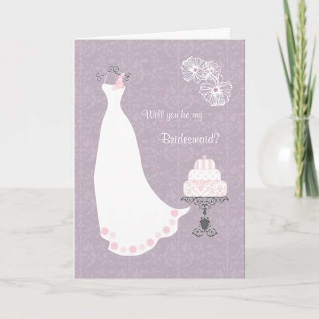 Invitation Robe Mariage blanche sur Bridesmaid violet clair (Devant)