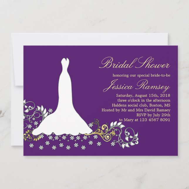 Invitation Robe mariage blanche, tourbillonner sur Fête de l' (Devant)