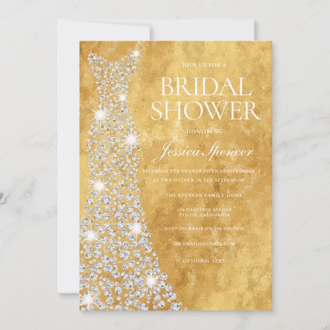 Invitation Robe Mariage diamant étincelante Parties scintilla (Devant)