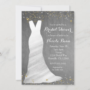 Invitation Robe Mariage moderne Confetti Coeurs Fête des mari