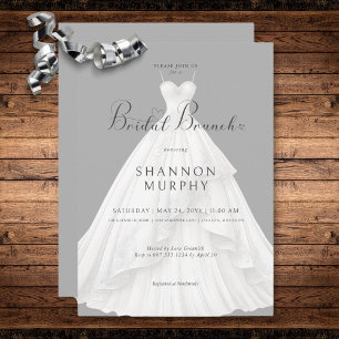 Invitation Robe Mariage moderne sur Brunch nuptial gris