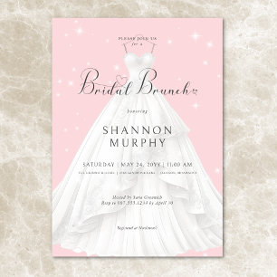 Invitation Robe Mariage moderne sur un brunch nuptial rose ét