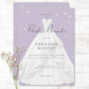 Invitation Robe Mariage moderne violet étincelle Brunch nupti