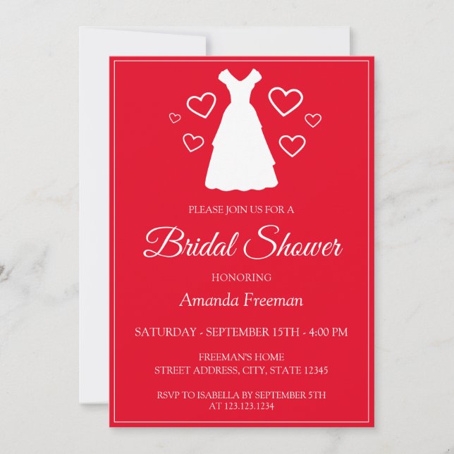 Invitation Robe Mariage simple Silhouette Fête des mariées ro (Devant)