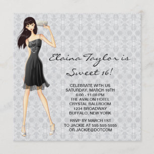 Invitation Robe noire Little Black Dress Sweet 16 Party