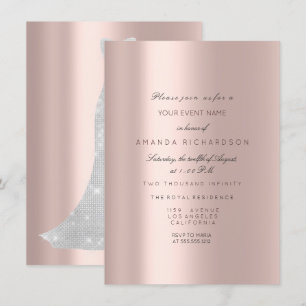 Invitation Robe nuptiale Rose Pastel Rose Diamond