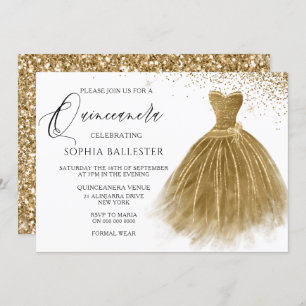 Invitation Robe Or Parties scintillant Or Gown Quinceanera