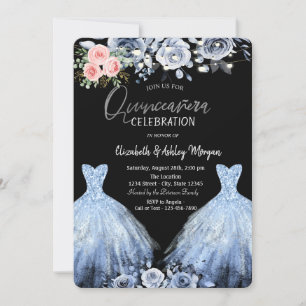 Invitation Robe Pailletée Bleue Roses Roses Pink