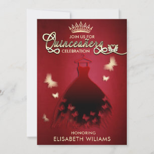 Invitation Robe papillon rouge cool moderne Quince
