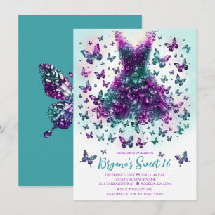 Invitation Robe Papillon Teal Alexandrite Pierre de Naissance