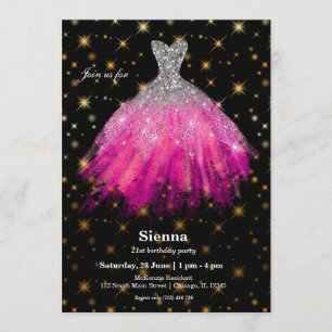 Invitation Robe parties scintillant aquarelle