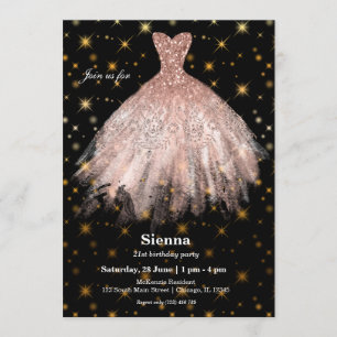Invitation Robe parties scintillant aquarelle