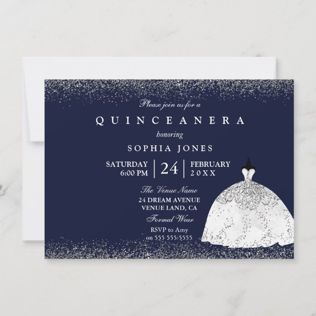 Invitation Robe Parties scintillant argent blanc Quinceanera  (Dos)