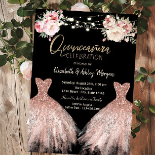 Invitation Robe Parties scintillant élégante Floral Black Qui