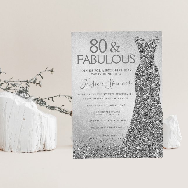 Invitation Robe Parties scintillant en argent 80 & fabuleux 8 (Créateur téléchargé)