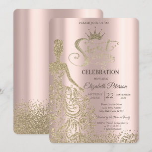 Invitation Robe Parties scintillant or, Diamants Rose Gold Sw