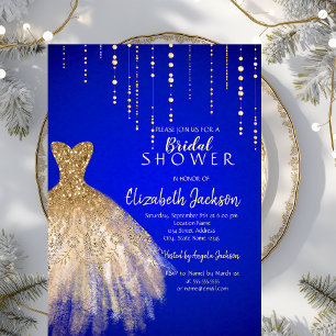 Invitation Robe Parties scintillant or Royal Blue Fête des ma