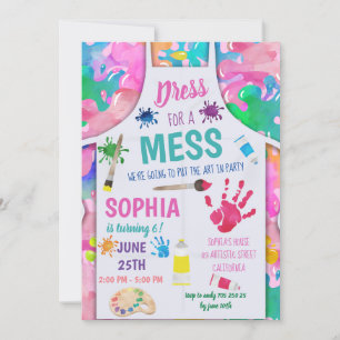 Invitation Robe pour une fête de peinture de Mess Art Girl An