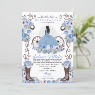Invitation Robe princesse bleue & Bottes Quinceañera