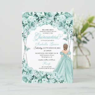 Invitation Robe princesse verte légère Quinceanera