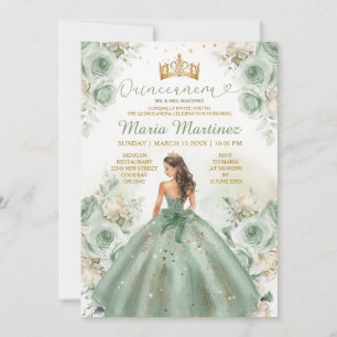 Invitation Robe princesse verte Sage Robe princesse Floral or