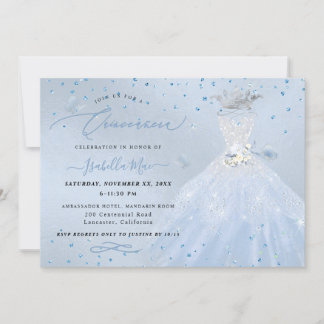 Invitation Robe Quinceanera Silver Blue Quinceanera