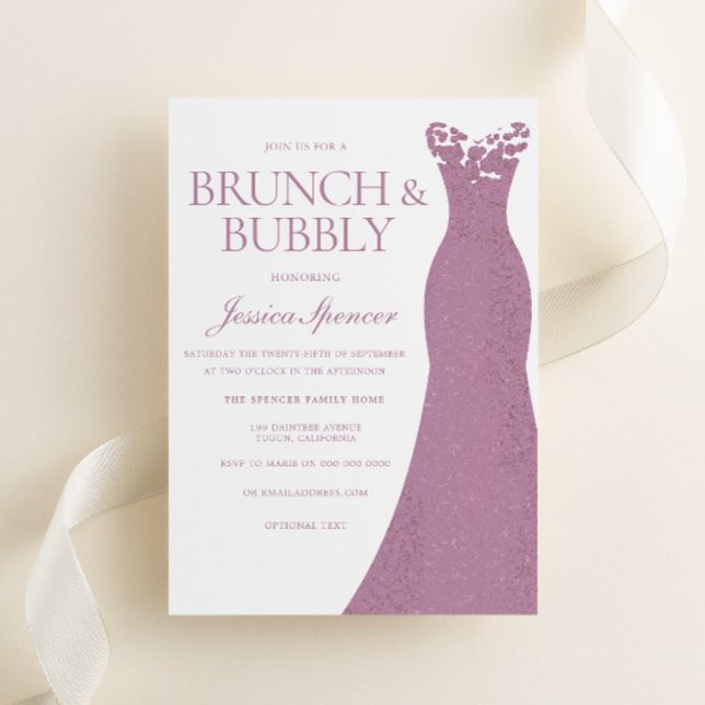 Invitation Robe Rose Dusty Fête des mariées Brunch & Bubbly (Créateur téléchargé)