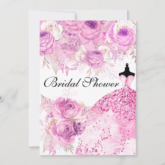 Invitation Robe rose et violet Rose Fête des mariées Invitati (Devant)