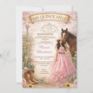 Invitation Robe Rose Fleurs de Forêt 15 Mis Quince