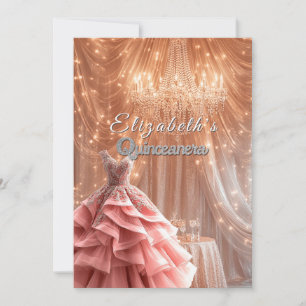 Invitation Robe rose jolie de Quinceanera Couronne de lustre