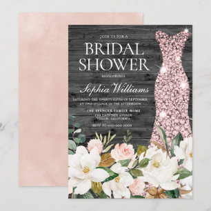 Invitation Robe rose or Blush White Country Fête des mariées