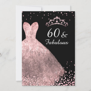 Invitation Robe rose or noir 60 et fabuleux 60e anniversaire