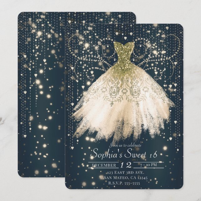 Invitation Robe Rose Peach Gold Parties scintillant Robe fonc (Devant / Derrière)