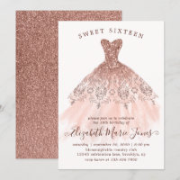 Robe rose rose or étincelle Douce 16e anniversaire