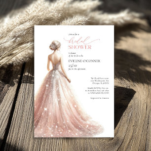Invitation Robe rose vif classique lux mariage brillant