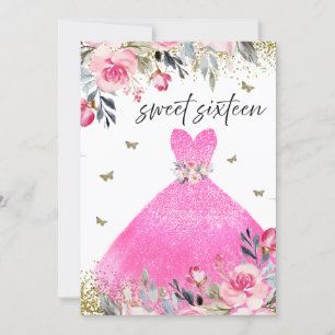 Invitation Robe rose vif Robe florale sucré 16 Partie