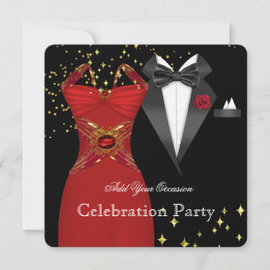 Invitation Robe rouge élégante Smoking Soirée formelle Party