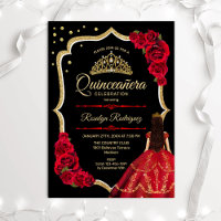 Robe rouge noire Quinceanera