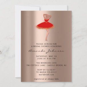 Invitation Robe rouge or 16e Rose douce