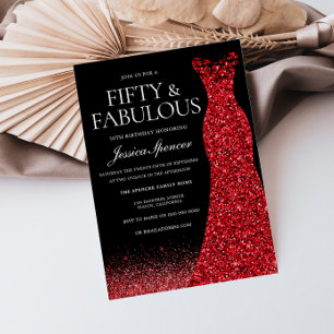 Invitation Robe rouge Parties scintillant rouge Gown 50e fête