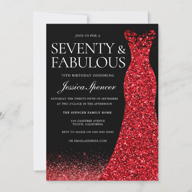 Invitation Robe rouge Parties scintillant rouge Gown 70e fête (Devant)